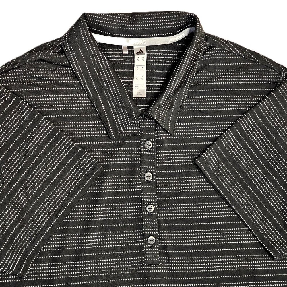 adidas XL Black White Microdot Golf Polo Women's 5-Button Ultimate DW9460 EUC